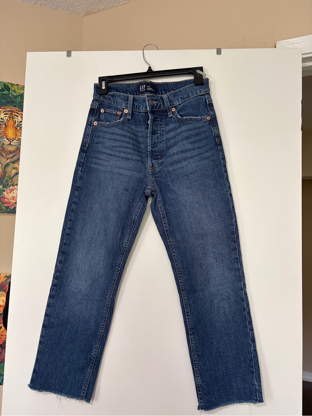 GAP Women's Straight Leg Jeans in Medium Blue Wash